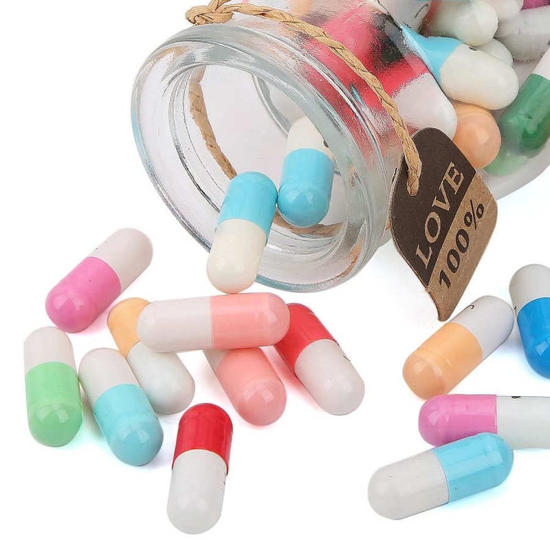 Hefonti Capsule Message in a Bottle - 50pcs Cute Capsule Pills Gift for Girlfriend Boyfriend Women Wife Husband  Love Pills Letter for Birthday Christmas Anniversary Valentine Day Mothers Day Gift - Image 3